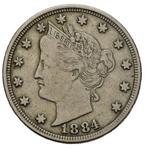 reverse: STATI UNITI. 5 cents Liberty Head 1884. qBB