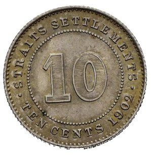 reverse: STRAITS SETTLEMENTS. Edoardo VII. 10 cents 1902. SPL+