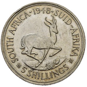reverse: SUDAFRICA. Giorgio VI. 5 Shillings 1948. Ag. SPL