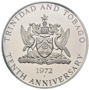obverse: TRINIDAD E TOBAGO. 10 dollari 1972. Ag (34.38 g). Proof