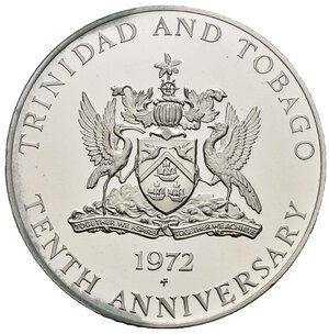 obverse: TRINIDAD E TOBAGO. 5 dollari 1972. Ag (29.76 g). Proof