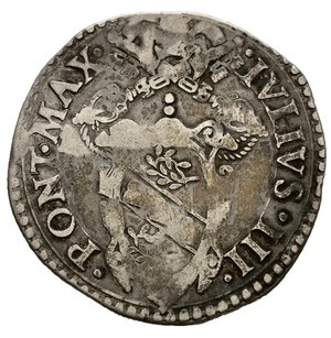 obverse: ANCONA. Stato Pontificio. Giulio III (1550-1555). Giulio con San Pietro. Ag (3,02 g). MIR 993/4. MB