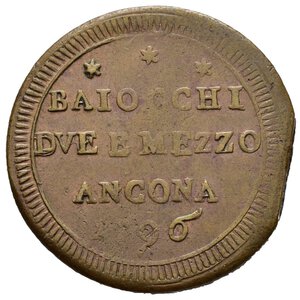 obverse: ANCONA. Stato Pontificio. Pio VI (1775-1799). Sampietrino da 2 e 1/2 baiocchi 1796 sigle TM. Cu (15,87 g - 31,80 mm). MIR 2879. BB+