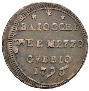 obverse: GUBBIO. Stato Pontificio. Pio VI (1775-1799). Sampietrino da 2 e 1/2 baiocchi 1796. Cu (16,18 g). Muntoni 353. BB