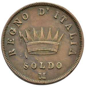reverse: MILANO. Napoleone I re d Italia (1805-1814). Soldo 1812 M. Cu. Gig.214. BB
