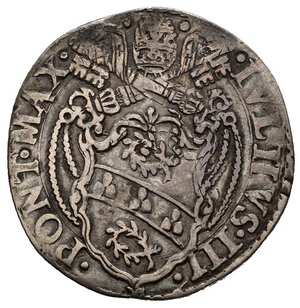 obverse: ROMA. Stato Pontificio. Giulio III (1550-1555). Giulio con San Pietro. Ag (2,67 g). MIR 985/3 (var.segno di zecca in basso a destra). MB+