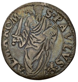 reverse: ROMA. Stato pontificio. Paolo IV (1555-1559). Giulio con San Paolo. Ag (2,87 g). MIR 1026. qBB