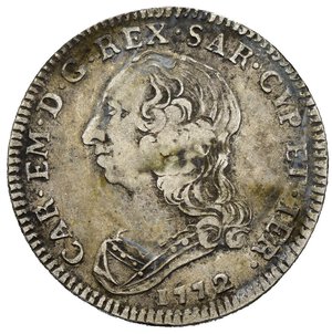 obverse: Carlo Emanuele III (1730-1773). Torino. Quarto di scudo nuovo 1772. Ag (8,70 g). MIR 948/r. NC. qBB