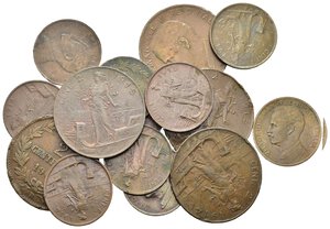 obverse: Regno d Italia. Vittorio Emanuele III (1900-1943). Lotto di 15 monete da 1 e 2 centesimi. Cu.