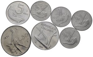 obverse: Repubblica Italiana. Lotto di 7 monete. SPL-FDC