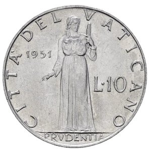 reverse: Vaticano. Pio XII (1939-1958). 10 lire 1951. Al. SPL-FDC