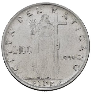 reverse: Vaticano. Giovanni XXIII (1958-1963). 100 lire 1959. qFDC