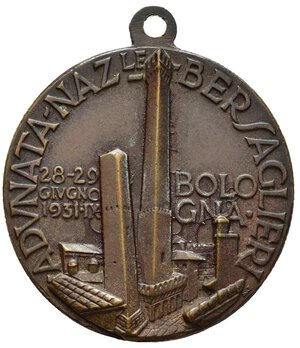 reverse: Medaglie italiane. Ventennio Fascista. Medaglia Adunata Nazionale Bersaglieri Bologna 1931 anno IX. AE (14,72 g) opus Morbiducci. SPL