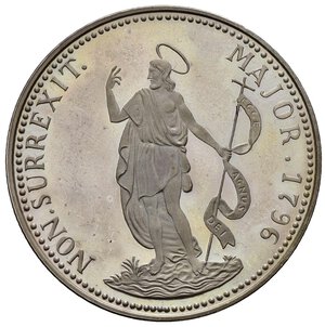 obverse: Medaglie Italiane. Riproduzione in argento delle 8 lire 1796, Genova. Ag (22,12 g). Impronte nei campi. Proof