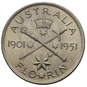 reverse: AUSTRALIA. Giorgio VI. Florin 1951. Ag. qFDC