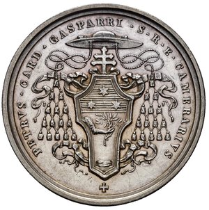 reverse: Medaglie Papali. Sede Vacante 1922 (Camerlengo Card. Gasparri). Ag (24,66 g - 38,96 mm) Opus Mistruzzi. Boccia 114. qFDC