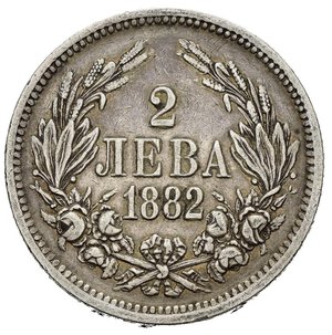 reverse: BULGARIA. Alexander I (1879-1886). 2 Leva 1882. Ag. KM#5. BB