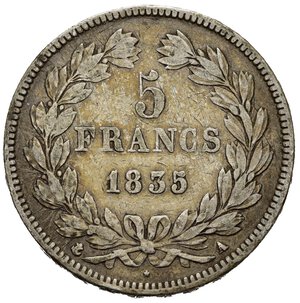 reverse: FRANCIA. Louis Philippe I. 5 Francs 1835 A. Ag. MB-BB
