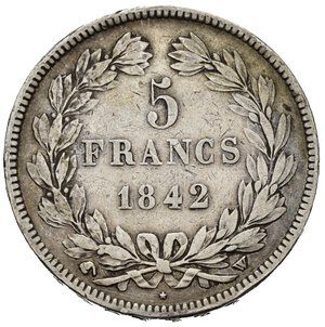 reverse: FRANCIA. Louis Philippe I. 5 Francs 1842 W. Ag. MB