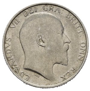 obverse: GRAN BRETAGNA. Edoardo VII.  Shilling 1910. Ag. qFDC