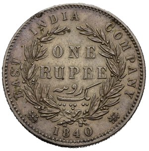 reverse: INDIA BRITANNICA. Victoria. 1 rupia 1840. Ag. BB+