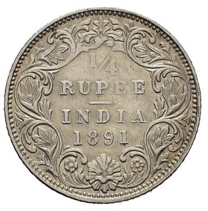 reverse: INDIA BRITANNICA. Victoria. 1/4 rupia 1891. Ag. SPL
