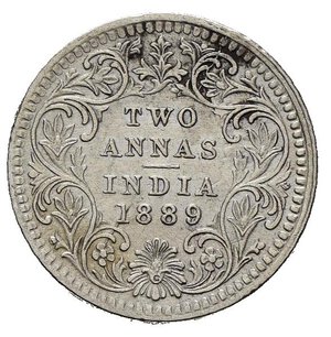 reverse: INDIA BRITANNICA. Victoria. 2 Annas 1889. Ag. SPL