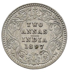 reverse: INDIA BRITANNICA. Victoria. 2 Annas 1897. Ag. SPL