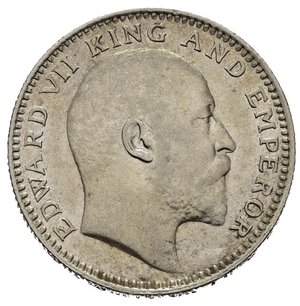 obverse: INDIA BRITANNICA. Edoardo VII. 1/2 rupia 1908. Ag. SPL