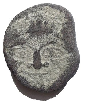 obverse: Mondon Greco - Sicily.Himera.Hemilitron, circa 430 B.C.Obv.: Gorgoneion.Rev.: Six pellets.Calciati 23/2. SNG ANS 180.AE.g 23,05