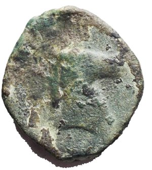 obverse: Mondo Greco - Africa.Zeugitania, Carthage.AE, circa 400-350 BC.Obv. Head of horse right.Rev. Palm tree.SNG Cop. 102.AE.g 8,83.mm 18,4 x 20,2aVF.