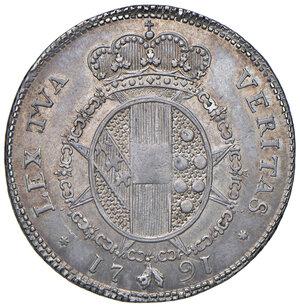 reverse: Firenze. Ferdinando III di Lorena (1790-1801 e 1814-1824). I periodo: 1790-1801. Da 2 paoli 1791 AG gr. 5,41. Galeotti VI. MIR 407. Leggera patina iridescente, SPL 