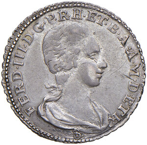 obverse: Firenze. Ferdinando III di Lorena (1790-1801 e 1814-1824). I periodo: 1790-1801. Mezzo paolo 1792 AG gr. 1,33. Galeotti VIII, 1/2. MIR 409. q.SPL 