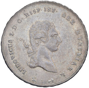 obverse: Firenze. Ludovico I di Borbone re d’Etruria (1801-1803). Francescone 1803 AG. Galeotti I, 4/8. Pagani 6i. MIR 415/5. Patina di medagliere, BB/Buon BB 