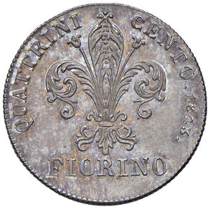 reverse: Firenze. Leopoldo II di Lorena (1824-1859). Fiorino 1843 AG. Pagani 133. MIR 453/1. q.FDC/FDC 