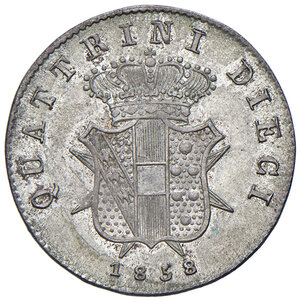 reverse: Firenze. Leopoldo II di Lorena (1824-1859). Da 10 quattrini 1858 AG. Pagani 167. MIR 461. FDC 