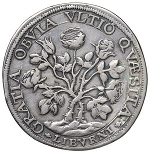 reverse: Livorno. Ferdinando II de’ Medici (1621-1670). Pezza della rosa 1665 AG gr. 25,07. Galeotti LI, 1. MIR 61. Molto rara. Traccia di foro abilmente otturato, altrimenti buon BB 