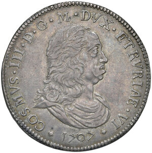 obverse: Livorno. Cosimo III de’ Medici (1670-1723). Tollero 1707 AG gr. 26,95. Galeotti XLVII, 1/4. MIR 65.  Patina di medagliere, migliore di BB/q.SPL