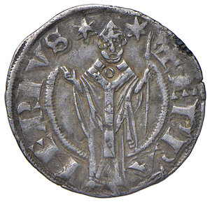 reverse: Berignone. Ranieri III Belforti vescovo di Volterra (1301-1321). Grosso da 20 denari 1315-1317 AG gr. 1,53. CNI 1/2. MIR 25.  Rarissimo. Screpolatura di metallo al margine, altrimenti buon BB 
