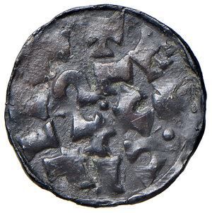 reverse: Lucca. Ottone I imperatore e re d’Italia (951-973). Denaro AG gr. 0,99. Bellesia pag. 44. MIR 99. Molto raro. BB 