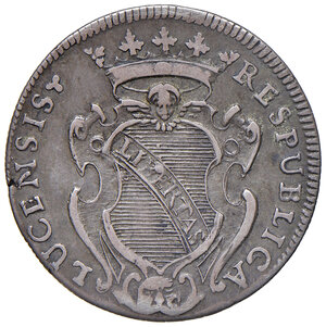 obverse: Lucca. Repubblica (sec. XIII-1799). Emissioni del sec. XVIII. San Martino da 15 bolognini 1742 AG gr. 5,07. Bellesia 51. MIR 234/3. Raro. BB 