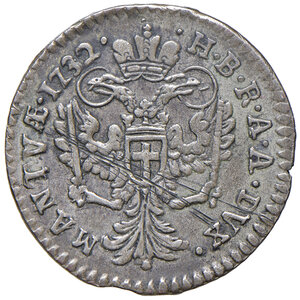 reverse: Mantova. Carlo VI d’Asburgo (1707-1740). Lira 1732 MI gr. 3,74. Bignotti 2. MIR 752/2. Rara. Graffi al rov., altrimenti migliore di BB