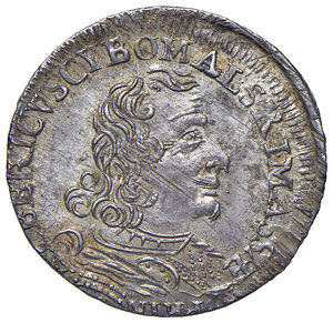 obverse: Massa di Lunigiana. Alberico II Cybo Malaspina (1662-1690). I periodo: principe, 1662-1664. Da 8 bolognini 1662 AG gr. 2,24. Cammarano 220. MIR 321. Molto rara. Conservazione eccezionale, q.FDC 