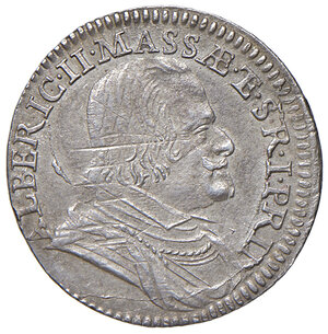 obverse: Massa di Lunigiana. Alberico II Cybo Malaspina (1662-1690). I periodo: principe, 1662-1664. Da 8 bolognini 1663 AG gr. 2,18. Cammarano 222. MIR 321/3. Rara. Graffietti da aggiustamento del tondello, altrimenti q.SPL 