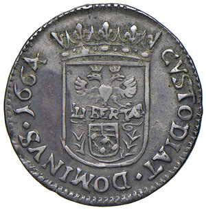 reverse: Massa di Lunigiana. Alberico II Cybo Malaspina (1662-1690). I periodo: principe, 1662-1664. Da 8 bolognini 1664 AG gr. 2,33. Cammarano 225. MIR 321/4. Rara. Buon BB 