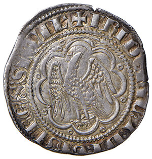 obverse: Messina. Federico III d’Aragona (1296-1337). Pierreale (sigla F) AG gr. 3,33. Spahr 2/33. MIR 184. Buon BB 