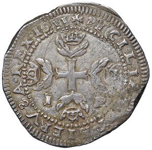reverse: Messina. Filippo III di Spagna (1598-1621). Mezzo scudo 1611 (sigle I-P; Giovanni del Pozzo zecchiere, 1611-1621) AG gr. 15,79. Spahr 16. MIR 344/3. Ex asta NAC 76/2013, 115. Migliore di BB 