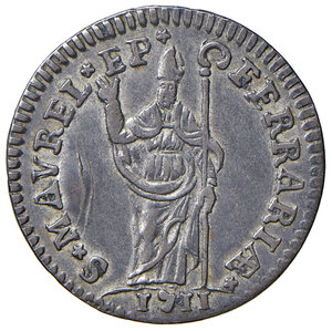 reverse: Ferrara. Clemente XI (1700-1721). Muraiola da 4 baiocchi 1711 anno XI MI gr. 3,27. Muntoni 241b). Berman 2489. MIR 2363/3. Rara. Buon BB 
