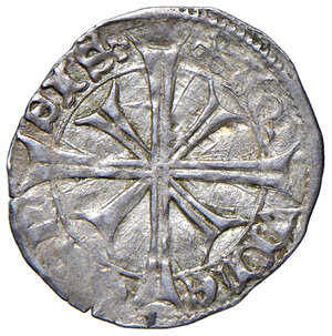 reverse: Aquileia. Marquardo di Randeck (1365-1381). Denaro AG gr. 0,66. MIR 49. Buon BB