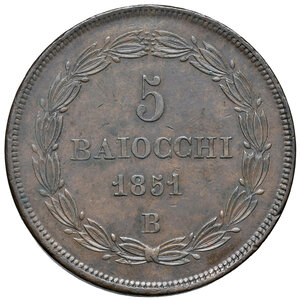 reverse: Bologna. Pio IX (1846-1878). Da 5 baiocchi anno V/1851 CU. MIR 3143/4. Rara. q.SPL